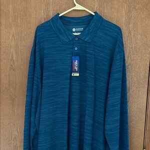 Haggar Men's Teal Heather Long-Sleeve Polo